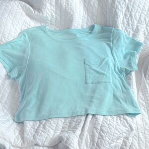 American Eagle Soft & Sexy Ocean Blue Crop Tee